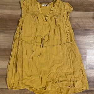 LOFT Mustard Yellow Ruffle Trim Dress